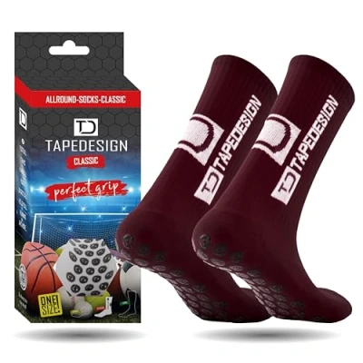 Obrázek Tapedesign &quot;Classic protiskluzové fotbalové ponožky s pogumovanými nopky (unisex), Bordeaux Red