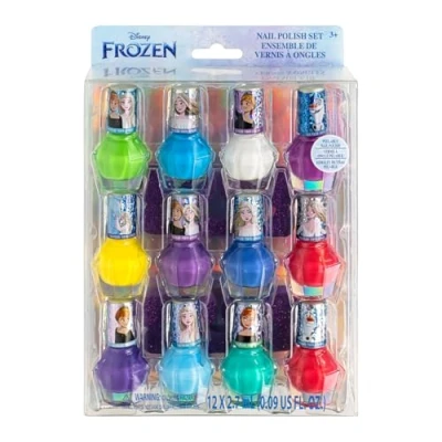 Obrázek Disney Frozen dětský lak na nehty (12dílná) nejedovatý a odnímatelný dárky k narozeninám pro dívky od 3 let Townley Girl