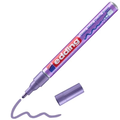 Obrázek edding 751 Lesklý lakový popisovač fialová (fialová) metalická 1 laku kulatý hrot 12 mm laková tužka na sklo, kámen, dřevo, plast a papír voděodolná, silně kryjící