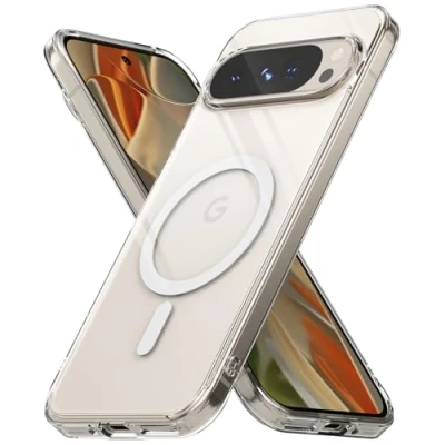 Obrázek Ringke Fusion magnetické pouzdro kompatibilní s Google Pixel 9 pro XL, dlouhodobá průhlednost odolné proti poškrábání nárazům Tvrdá záda Průhledné na mobil nabíjení