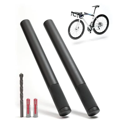 Obrázek Borgen Nástěnný držák na kolo dřevo s nosností 20 kg stabilní stěna pro závodní kola, MTB a elektrokola černá přírodní
