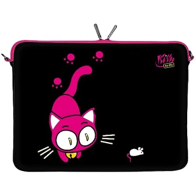Obrázek Digittrade Kitty to Go LS141 10 Designer Tablet ochranné pouzdro 9,7 palců pro Medion p9701, Samsung Galaxy Taška Case &amp; 10. 1 až 10,2 palce (25,9 cm) kočka černo růžová