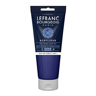 Obrázek Lefranc Bourgeois 300362 Fine akrylová barva kobaltově modrá barva, 200 ml tuba, krémová na vodní bázi, rychleschnoucí, stálá světle, voděodolná