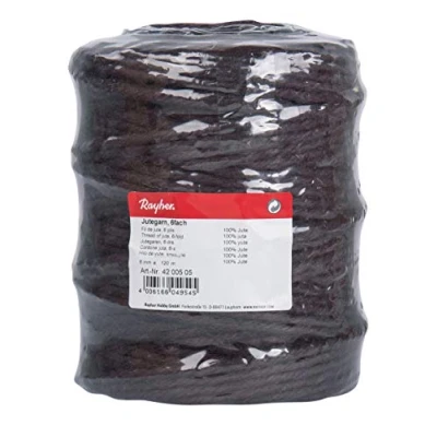 Obrázek Rayher Jutová příze 4200505, 6krát, průměr 6 mm, cívka 120 m, tmavě hnědá, hnědá