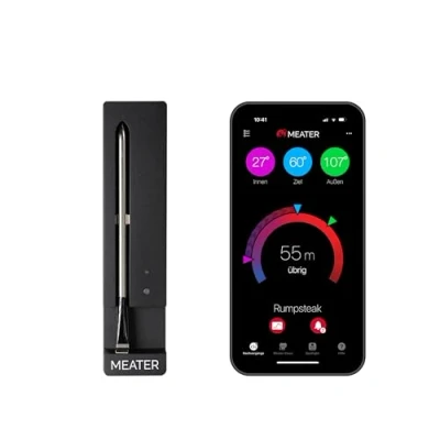 Obrázek MEATER SE [NEU] Das Kabellose, Smarte Fleischthermometer mit Bluetooth Hohe Reichweite Misst Kern und Umgebungstemperatur BBQ, Ofen, Grill, Küche, Smoker, Rotisserie, schwarzem Ladegerät