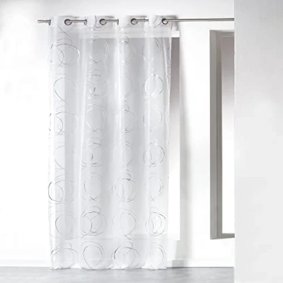 Obrázek douceur d&#039;Intérieur 1623655, záclona s očky, 140 x 240 cm, Bully, voál potištěný stříbrný, bílý