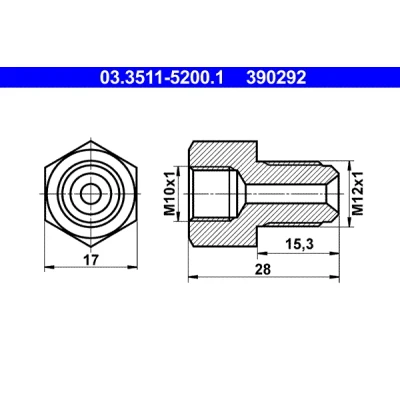 Obrázek ATE 03.3511 5200.1 adaptér, brzdové potrubí
