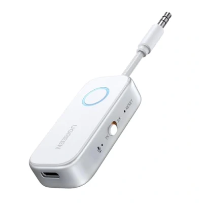 Obrázek UGREEN Bluetooth 5.4 vysílač jack 2 v 1 přijímač pro dva Airpods adaptér kompatibilní s letadlem, TV, stereo zařízením Audio Splitter sluchátka