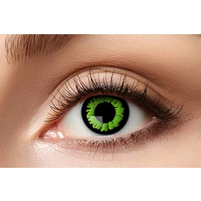 Obrázek Eyecatcher 84063141 627 barevné kontaktní čočky, 1 pár, na 12 měsíců, zelená, karneval, masopust, Halloween