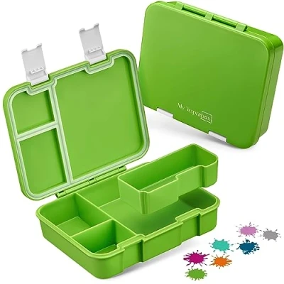 Obrázek My Vesperbox Jin Bento box pro děti Krabička na oběd extrémně robustní svačinu svačinový ideální do školky a školy (zelená)