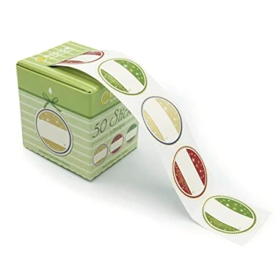Obrázek AVERY Zweckform 50 samolepicích etiket na marmelády (Made in Germany, Ø 38 mm, nálepka marmeláda Vánoce, zavařování, dárkové nálepky, vánoční dekorace, popisovatelné) nálepky roli, 56829