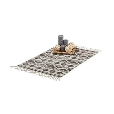 Obrázek Relaxdays Běhoun se vzorem na chodbu, halu, obývací pokoj, měkký koberec s krátkým vlasem, malý v 60 x 90 cm, černý