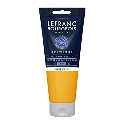 Obrázek Lefranc Bourgeois akrylová barva 300372 Fine indická žlutá, tuba 200 ml, krémová na vodní bázi, rychleschnoucí, stálá světle, voděodolná