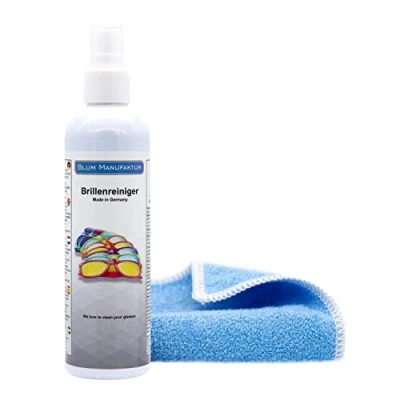 Obrázek Blum Manufaktur 250ml čistič brýlí + hadřík z mikrovlákna 30 x cm sprej na brýle čištění vysoce kvalitní čisticí pro rychlé a důkladné čištění.