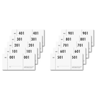 Obrázek Sigel GN110 blok čísel, 1000 bonů (průběžně očíslované bloky od 1 do 1000, 10,5 x 5 cm, výběr barvy není možný), celkem 10 bloků, z udržitelného papíru
