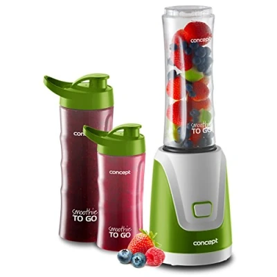 Obrázek CONCEPT Hausgeräte SM 3365 SM3365 Maker Smoothie to GO mit DREI Flaschen, 300 W, 2X 600 1x 400 ml, BPA frei, Plastik, Grün