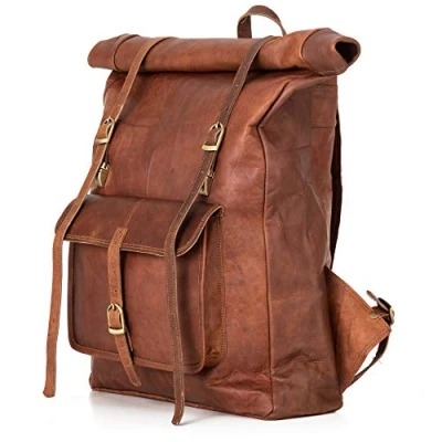 Obrázek Berliner Bags Vintage batoh Leeds z kůže, na kolo s přihrádkou laptop pro dámy a pány, Braun XL, Extragroß