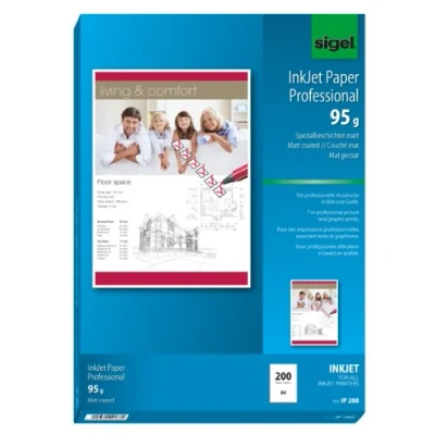 Obrázek SIGEL IP288 InkJet papír Professional, A4, 200 listů, speciální vrstva matná, bílá, 95 g, pro prezentace, reklamy, letáky