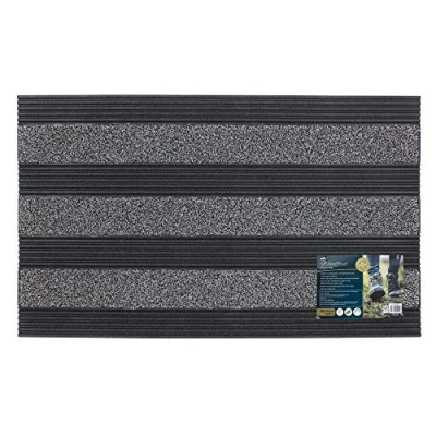 Obrázek JVL Woodford Fußmatte mit Gummirückseite, Kunststoff, grau, 46 x 76 cm