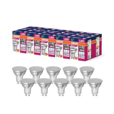 Obrázek OSRAM LED Star Value PAR16 žárovka pro patici GU10, reflektorová lampa, GL, 620 lumenů, bílé denní světlo (6500 K), náhrada za běžné 49W žárovky, nestmívatelná, balení 10 ks
