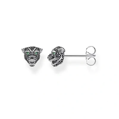 Obrázek Thomas Sabo Unisex náušnice Black Cat 925 sterlingové stříbro H2110 845 11, Ušlechtilý kov, sklo.