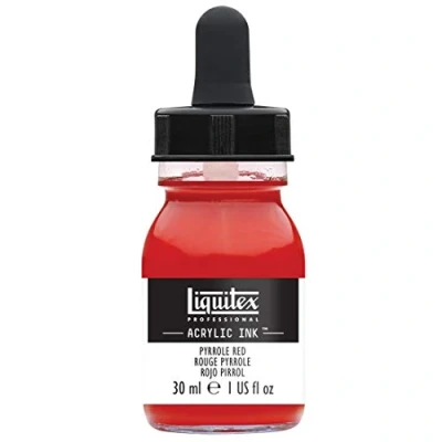 Obrázek Liquitex 4260321 tekuté profesionální akrylové barvy inkoust, tuš, 30 ml, vysoce pigmentovaná airbrush barva, pyrrolově červená