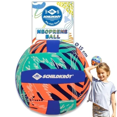 Obrázek Schildkröt Unisex neoprenový mini plážový volejbal, velikost 2, Ø 15 cm, neklouzavý textilní povrch, odolný vůči slané vodě, ideální pro malé dětské ruce, 970342, modro žlutá šedá, 2