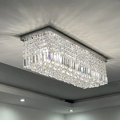 Obrázek A1A9 Moderní křišťálové lustry K9, pravoúhlé kapky, elegantní stropní svítidlo, chromované vestavné LED závěsné svítidlo do obývacího pokoje, jídelny, schodiště, baru, klubu