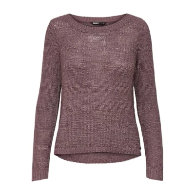 Obrázek ONLY Damen Basic Strickpullover Einfarbiger Knitted Stretch Sweater Langarm Rundhals Shirt ONLGEENA, Farben:Braun, Größe:XL