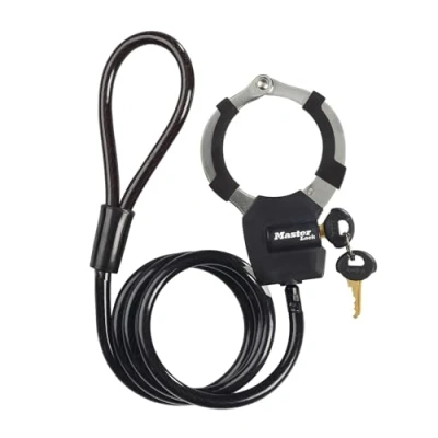 Obrázek Master Lock Kabelový zámek s klíčem, 1 m, ideální pro skútry, jízdní kolo, kočárky, sportovní vybavení