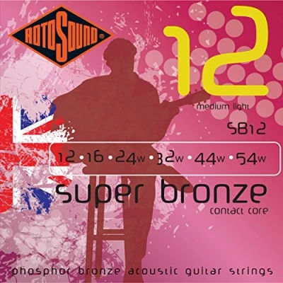 Obrázek Rotosound SB Super bronzová piano string akustická kytara fosfor sada Medium Light 12 54 SB12