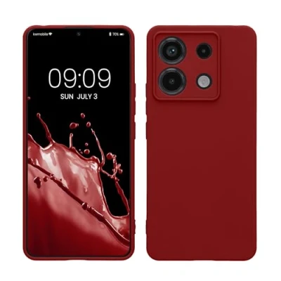 Obrázek kwmobile pouzdro na mobil kompatibilní s Xiaomi Redmi Note 13 Pro 5G / Poco X6 z měkkého silikonu v červené barvě rebarbory