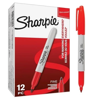 Obrázek Sharpie Permanentní zvýrazňovač s jemným hrotem červená 12 kusů marketová sada