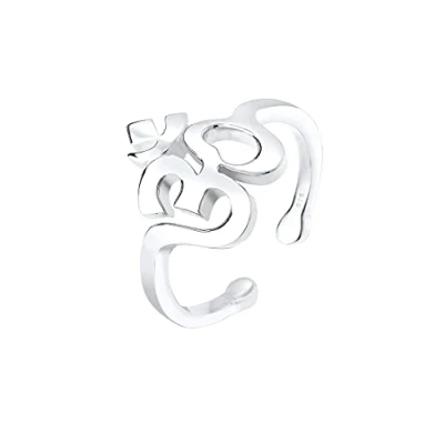 Obrázek Elli Dámský prsten Óm symbol síly talisman ze sterlingového stříbra 925, Fazetový brus, Bez