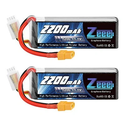 Obrázek Zeee 3S Lipo akumulátor 11,1 V 2200 mAh 120C RC s konektorem XT60 pro UAV Drones FPV závodní kolo Quadcopter letadlo vrtulník Boot Auto (2 balení)