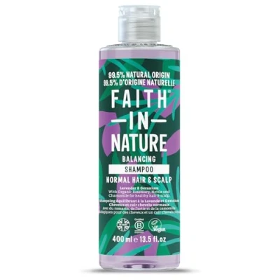 Obrázek Faith In Nature Přírodní levandulový šampon s pelargóniemi, uklidňující, veganský a bez pokusů na zvířatech, SLS nebo parabenů, pro všechny typy vlasů, 400 ml