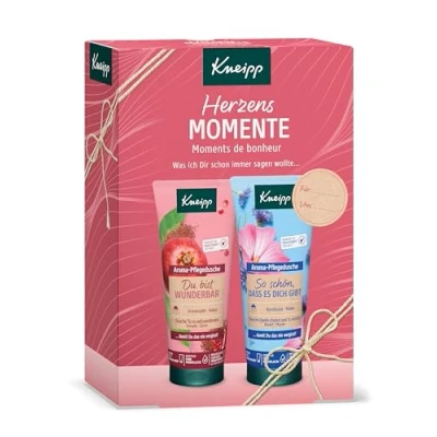 Obrázek Kneipp Dárková sada okamžiků srdce dárkové balení se 2 aroma sprchovými gely v originální velikosti od darujte svým nejmilejším pečující momenty rozmazlování x 200 ml