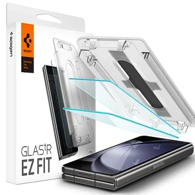 Obrázek Spigen Sklo. tR EZ Fit ochranná fólie kompatibilní se Samsung Galaxy Z Fold 5, 2 kusy ochranného skla pro externí displej, odolná proti poškrábání, vhodná k pouzdru, dotykové reaktivní
