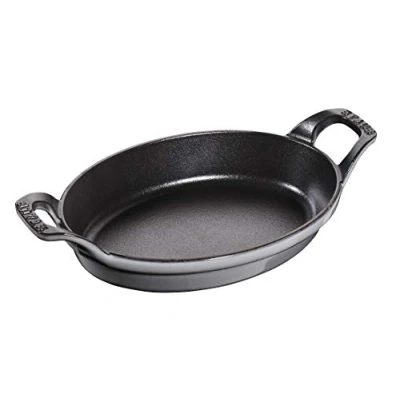 Obrázek STAUB Forma na pečení, oválná se 2 rukojeťmi, 21 cm, 0,7 l, litina, pro všechny typy sporáků, stohovatelná, grafitová šedá