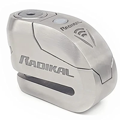 Obrázek RADIKAL RK14S Zugelassenes Motorrad Bremsscheibenschloss mit Alarm, Gehärteter Edelstahl, Doppelverriegelung, SEK DISCTECH, Hochwertiges Alarmsystem Warnung, Optionale Aktivierung, LED Licht 14mm