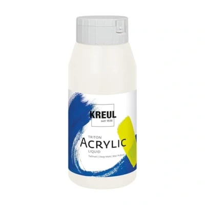 Obrázek KREUL 17033 Solo Goya Triton akrylová barva směsná bílá, 750ml láhev, rychle a matně schnoucí, na vodní bázi, ve studiové kvalitě, mnohostranně použitelná, dobře krycí vydatná