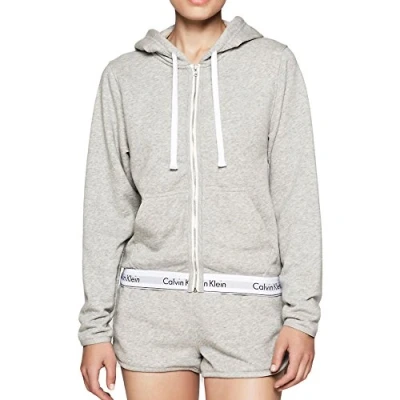 Obrázek Calvin Klein Dámský top Hoodie Full Zip Pulovr s kapucí, Šedá