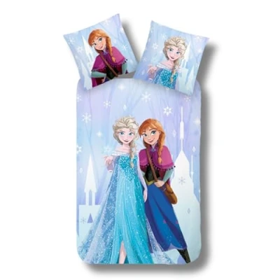 Obrázek MTOnlinehandel Ložní prádlo 135 x 200, Frozen dětské povlečení dívčí ledová královna snowflake princezna, 100% bavlna, 1x povlak na polštář 80 + 200 (Anna &amp; ELSA)