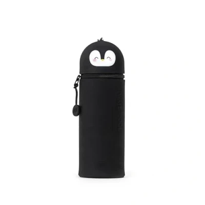 Obrázek Legami Kawaii školní penál 2 V 1 měkkém silikonovém tvaru panda, držák na psací stůl, zip, pastelky, značkovače, 18,5 cm, Penguin