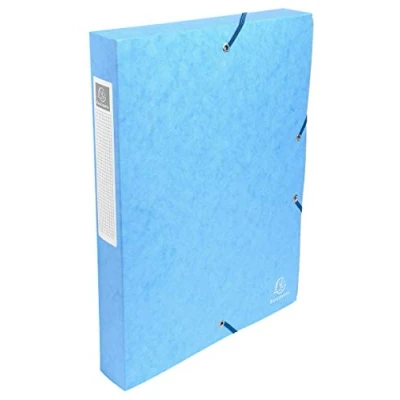 Obrázek Exacompta 50406E 1 Odkládací box s gumovými pásky Exabox z lesklého kartonu 600g/m2 zadní strana 4 cm rozměry 25 x 33 pro dokumenty A4 Barva tyrkysová se dodává smontovaná