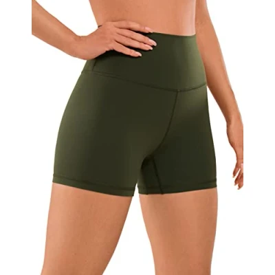 Obrázek CRZ YOGA Naked Feeling dámské krátké legíny na jógu High Waist neprůhledné Fithess šortky cyklistické kalhoty sportovní 7/10/15/20 cm, Olivová zelená
