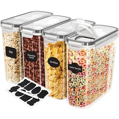 Obrázek KICHLY Vorratsdosen (Set 4) BPA freier Kunststoff Luftdichte Aufbewahrungsbehälter Aufbewahrungsbox Lebensmitteln Vorratsgläser zur Aufbewahrung von Nudeln Müsli,Mehl,Reis