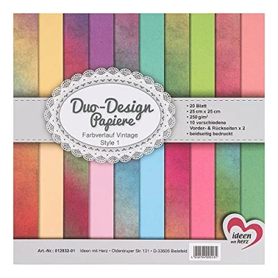 Obrázek Ideen mit Herz Papíry Duo Design blok s 20 listy papíru pro kutily 25 x cm 250 g/m² oboustranně potištěné designový papír, papír motivem ideální scrapbooking, tvoření (Vintage