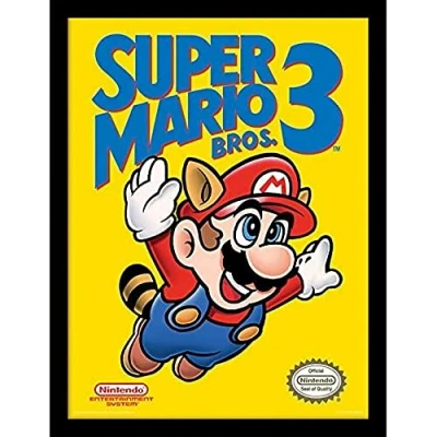 Obrázek Pyramid International Super Mario Bros. 3 (NES Cover) 30 x 40 cm zarámovaný tisk, 250GSM PAPERWRAP MDF, vícebarevný, 44 33 4