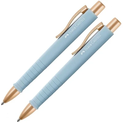 Obrázek FABER CASTELL 205093 kuličkové pero Poly Ball sky modré, 2 kusy, s vyměnitelnou náplní XB, vhodné na dokumenty